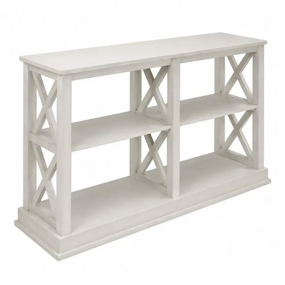 Konsolentisch mit 3 Ablageebenen MDF Kiefernholz rechteckig Weiß 140 x 35 x 80 cm