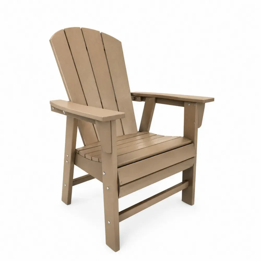 Adirondack Gartenstuhl Armlehnstuhl HDPE rechteckig Sandbraun mit Lattenstruktur 75 x 87 x 92 cm
