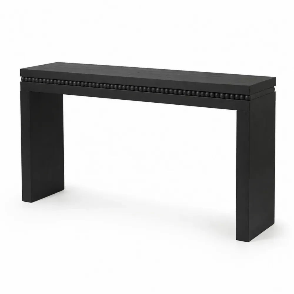 Konsolentisch mit Zierleiste MDF Gummibaum-Massivholz rechteckig Schwarz 120 x 35 x 80 cm
