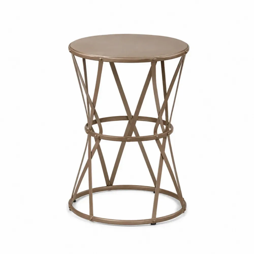 Beistelltisch Gartentisch rund pulverbeschichteter Stahl Taupe Schwarz 45 x 45 x 55 cm