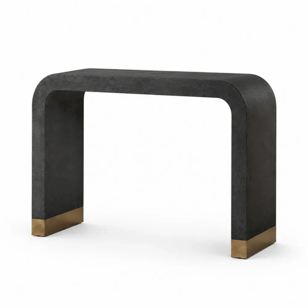 Konsolentisch U-förmig 120 x 35 x 80 cm MDF mit Betonoptik Edelstahl rechteckig Schwarz Goldfarben