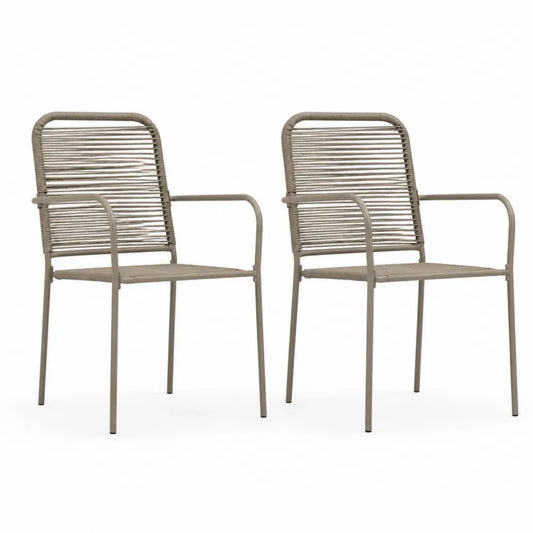 Gartenstühle 2er Set Armlehnstühle Stahl PE Seilgeflecht rechteckig Taupe 56 x 60 x 88 cm