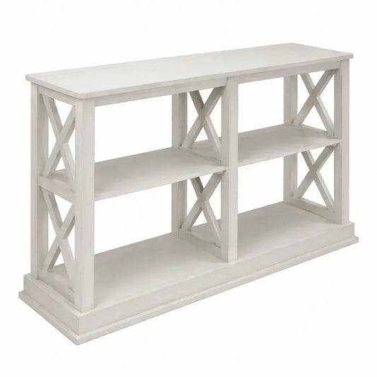 Konsolentisch mit 3 Ablageebenen MDF Kiefernholz rechteckig Weiß 140 x 35 x 80 cm