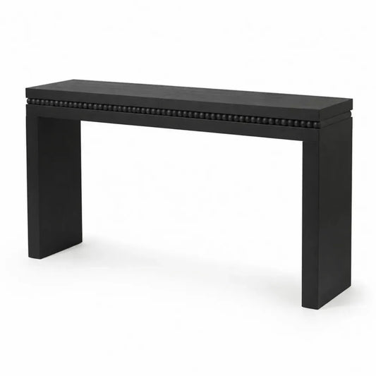 Konsolentisch mit Zierleiste MDF Gummibaum-Massivholz rechteckig Schwarz 120 x 35 x 80 cm