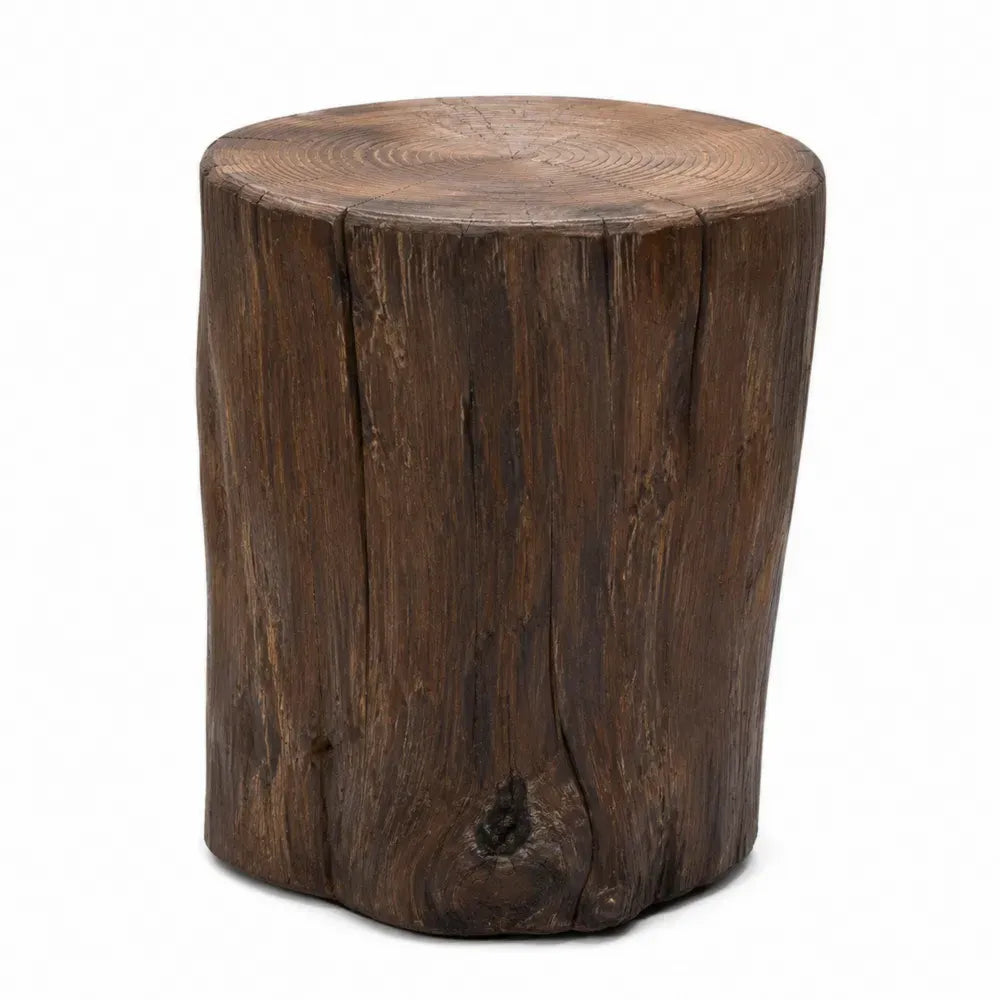 Garten Beistelltisch rund Akazienholz massiv Baumstammoptik Braun Schwarz Ø 40 x 45 cm