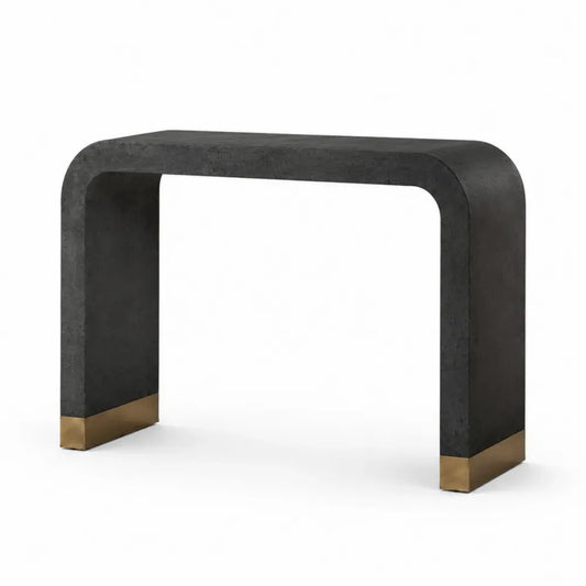Konsolentisch U-förmig 120 x 35 x 80 cm MDF mit Betonoptik Edelstahl rechteckig Schwarz Goldfarben