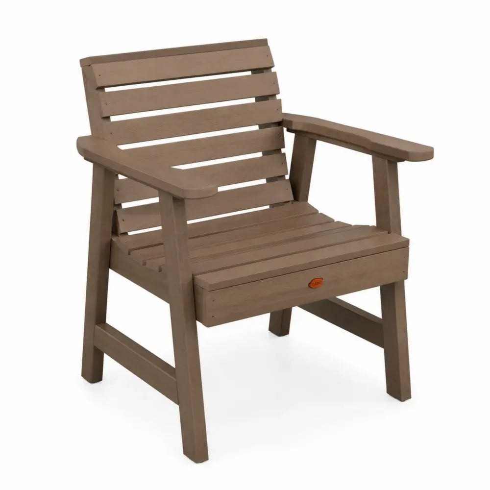 Gartenstuhl Armlehnstuhl HDPE rechteckig Taupe mit Lattenstruktur 70 x 75 x 92 cm